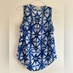 Blue Patterned Sleeveless Top